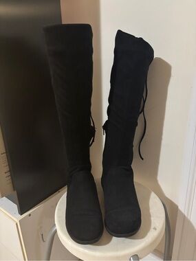 American Eagle Outfitters Black Over-The-Knee Suede-Look Boots